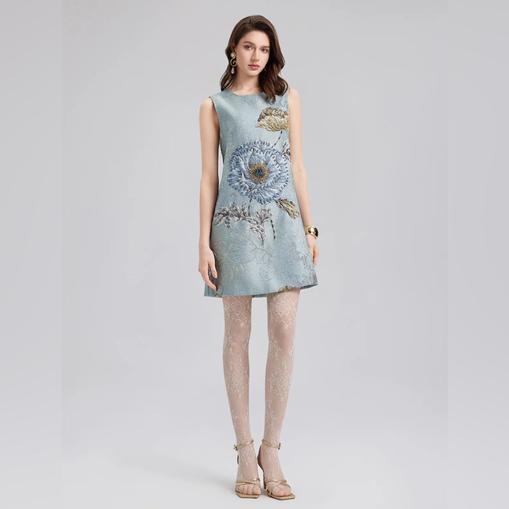 Handcrafted 3D Floral Beaded Dress